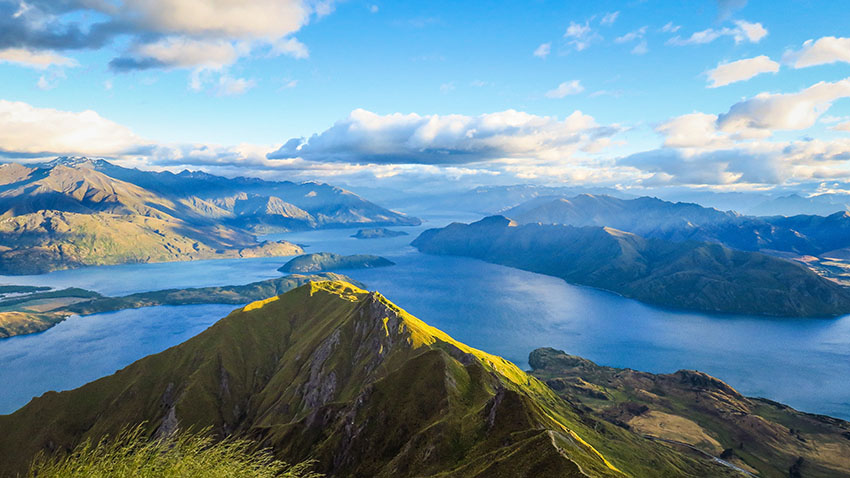 Mountain peaks in New Zealand